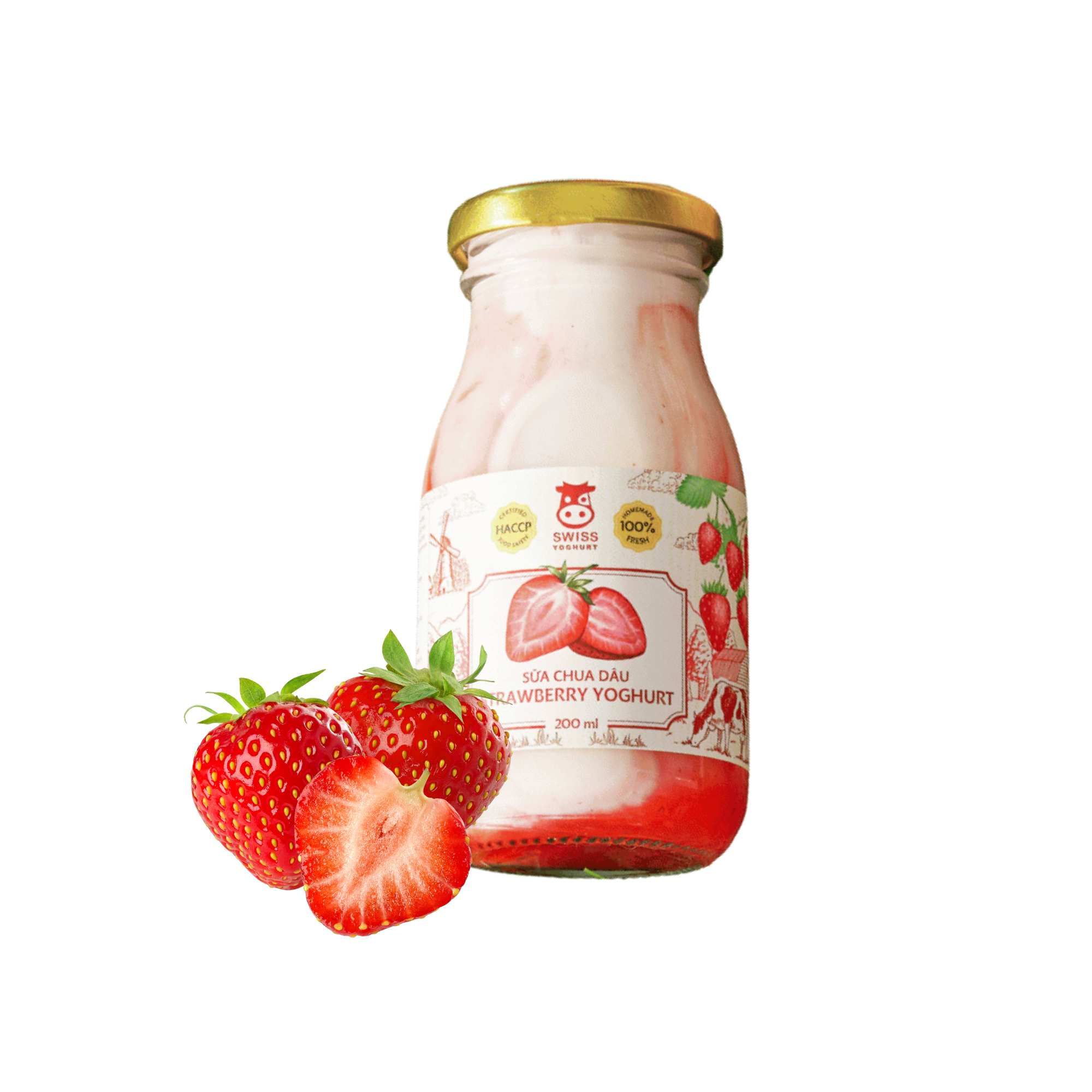 Sữa chua dâu Swiss Yoghurt chai 200 ml
