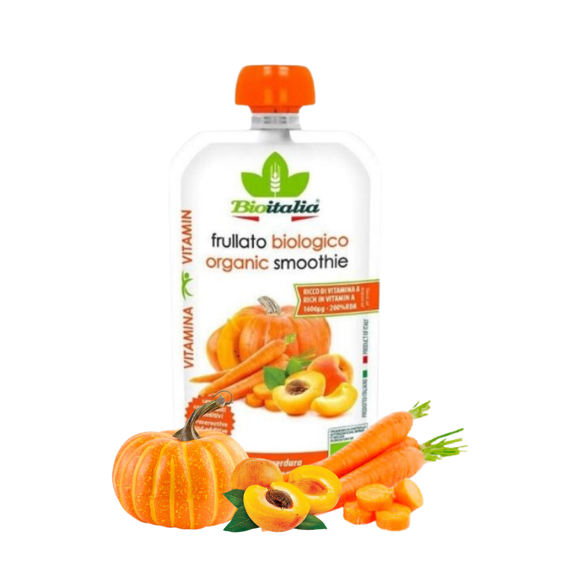 Smoothie Bioitalia vị Mơ, Cà rốt và bí đỏ hữu cơ 120 g (I0015765)