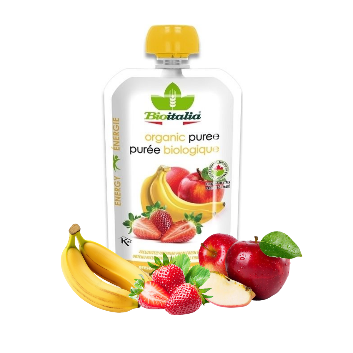 Smoothie Bioitalia vị Táo, Chuối và Dâu tây hữu cơ 120 g (I0015763)