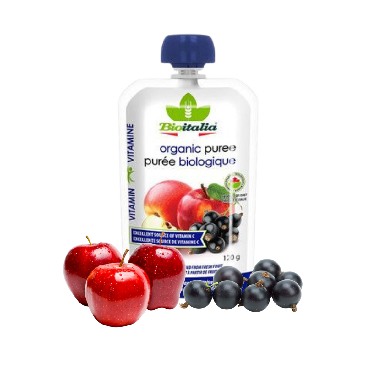 Smoothie Bioitalia vị Táo và quả Lý chua đen hữu cơ 120 g (I0015761)