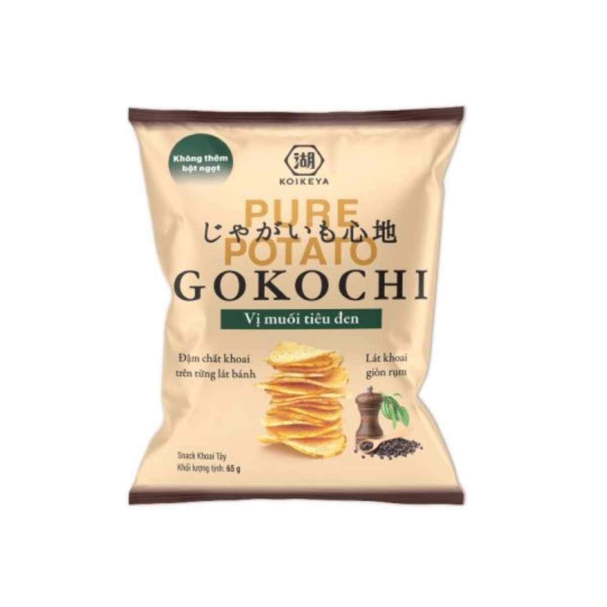 Snack khoai tây Gokochi vị muối tiêu đen gói 65 g