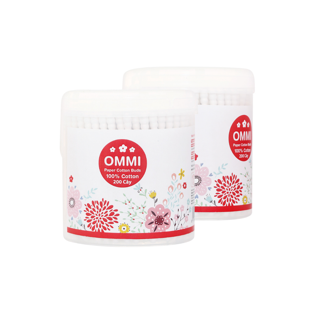 Tăm bông Ommi thân giấy hộp 200 cây