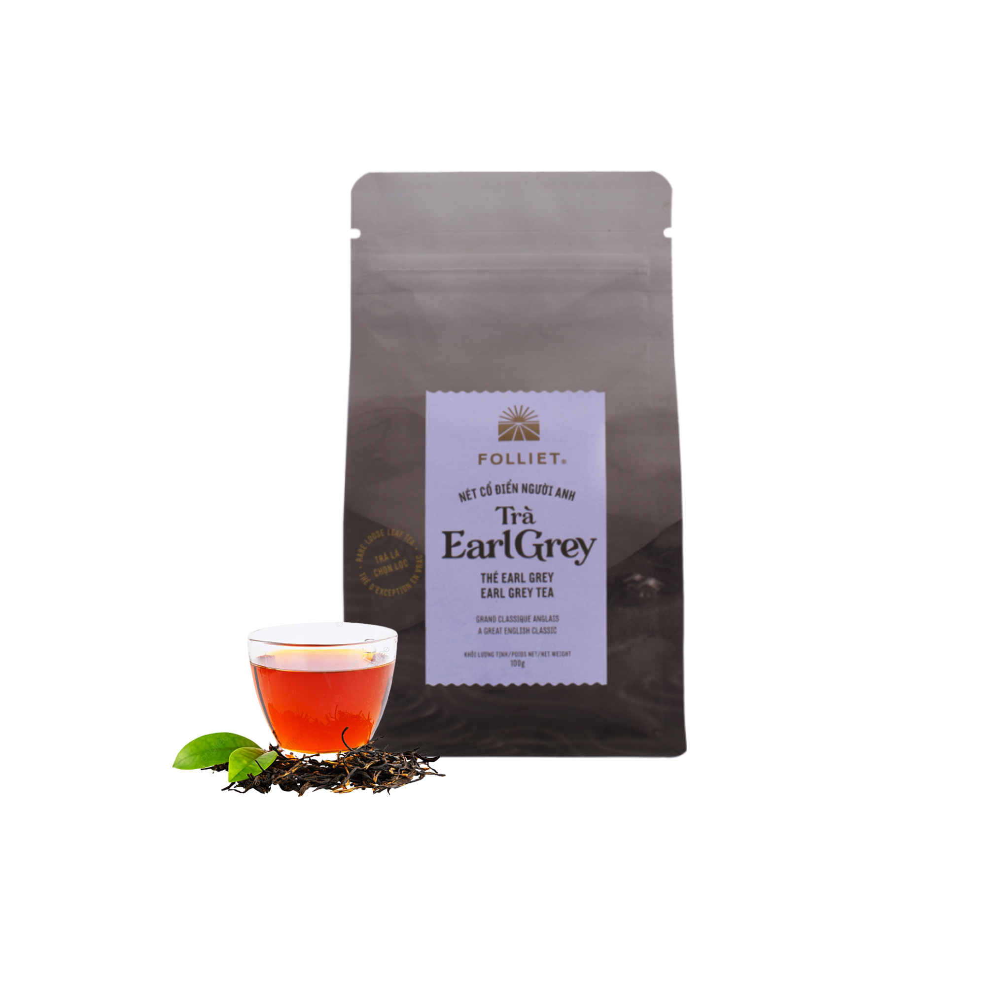 Trà earl grey hữu cơ Folliet 100 g