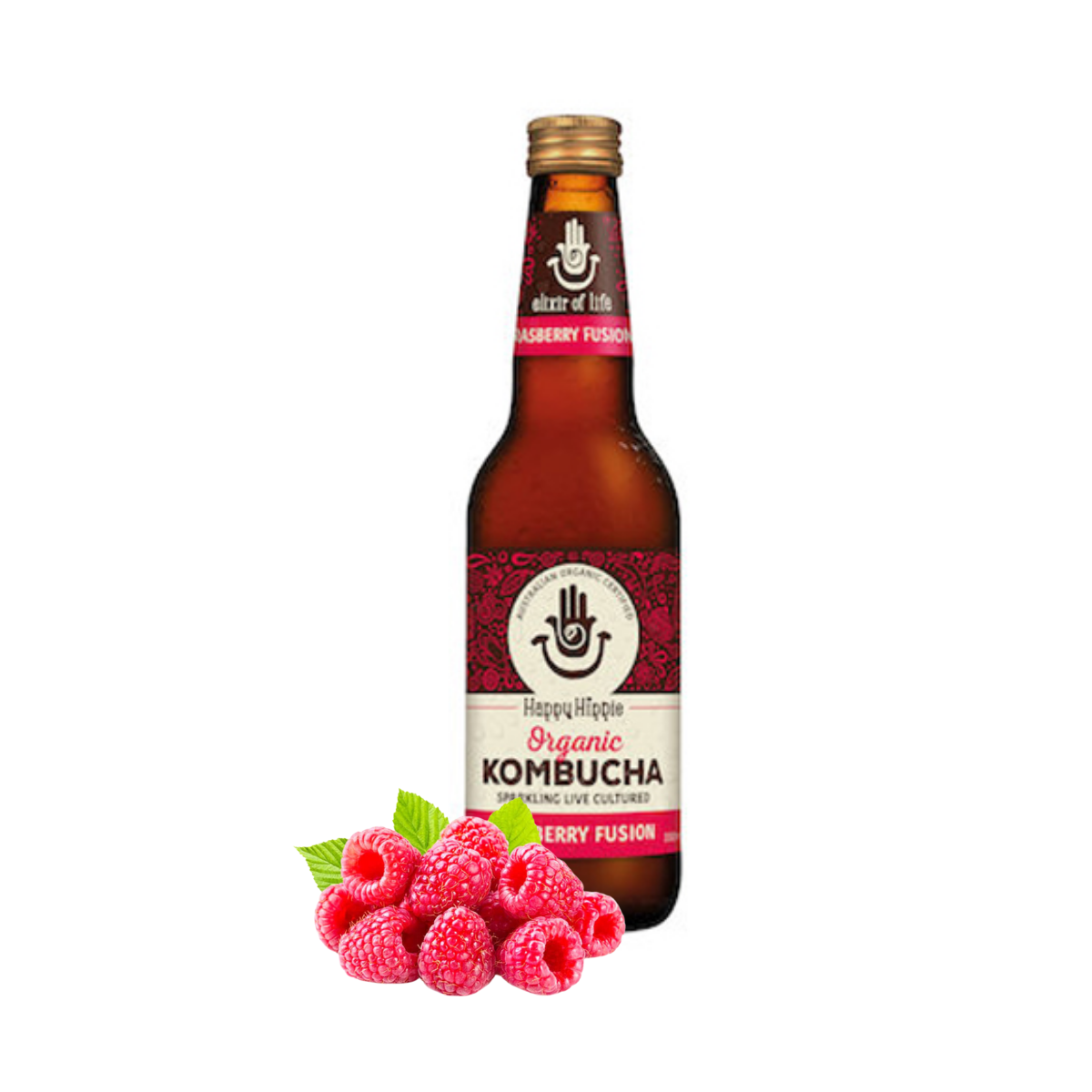 Trà Kombucha Happy Hippie vị Phúc Bồn Tử 330 ml (I0015806)