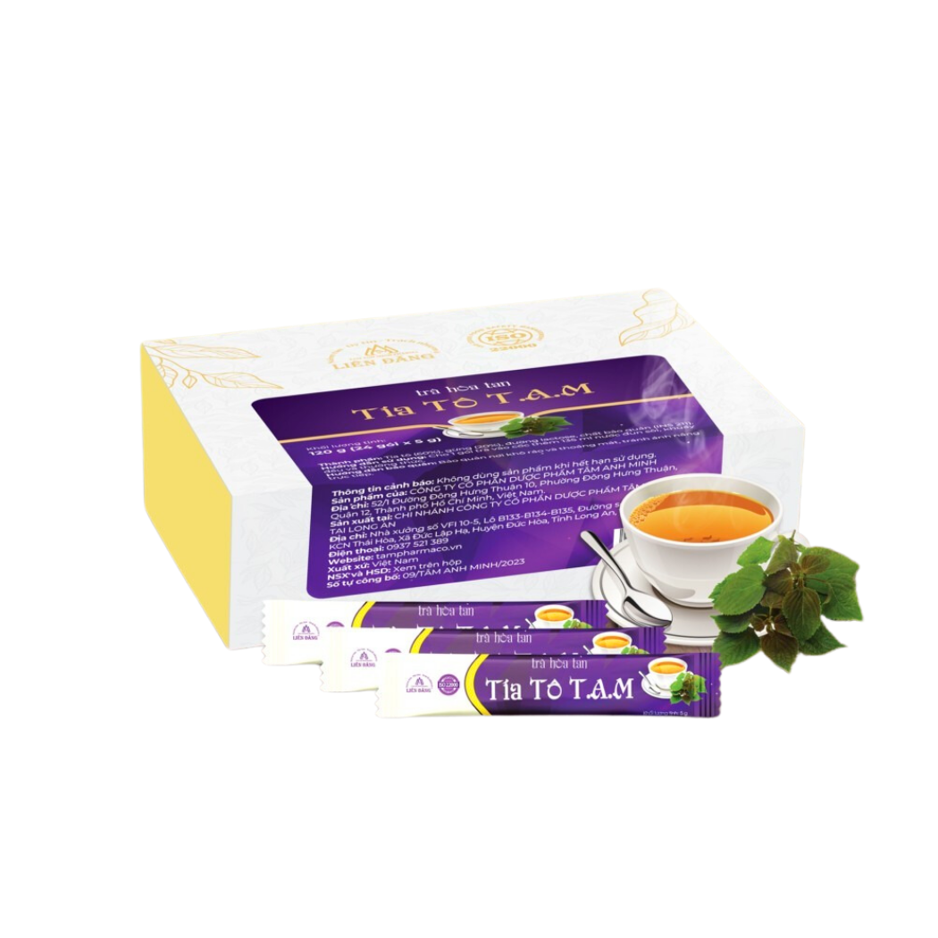 Trà Tía tô hòa tan T.A.M hộp 120 g (24 gói x 5 g)