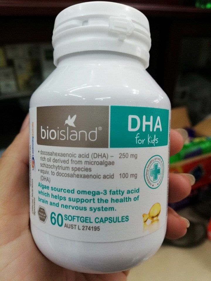 Viên uống bổ sung DHA cho trẻ của Úc DHA for kids Bioisland hộp 60 viên