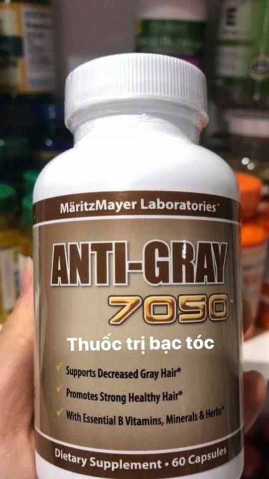 Hỗ trợ chống bạc tóc Anti Gray 7050 hộp 60 viên của Mỹ