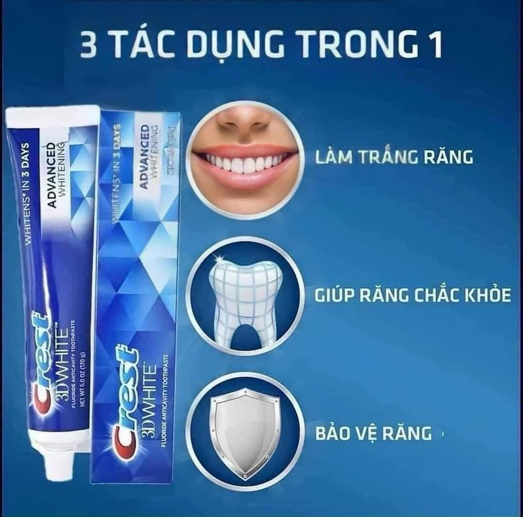 Kem đánh răng Crest 3D white của Mỹ 147gr (Tuýp)