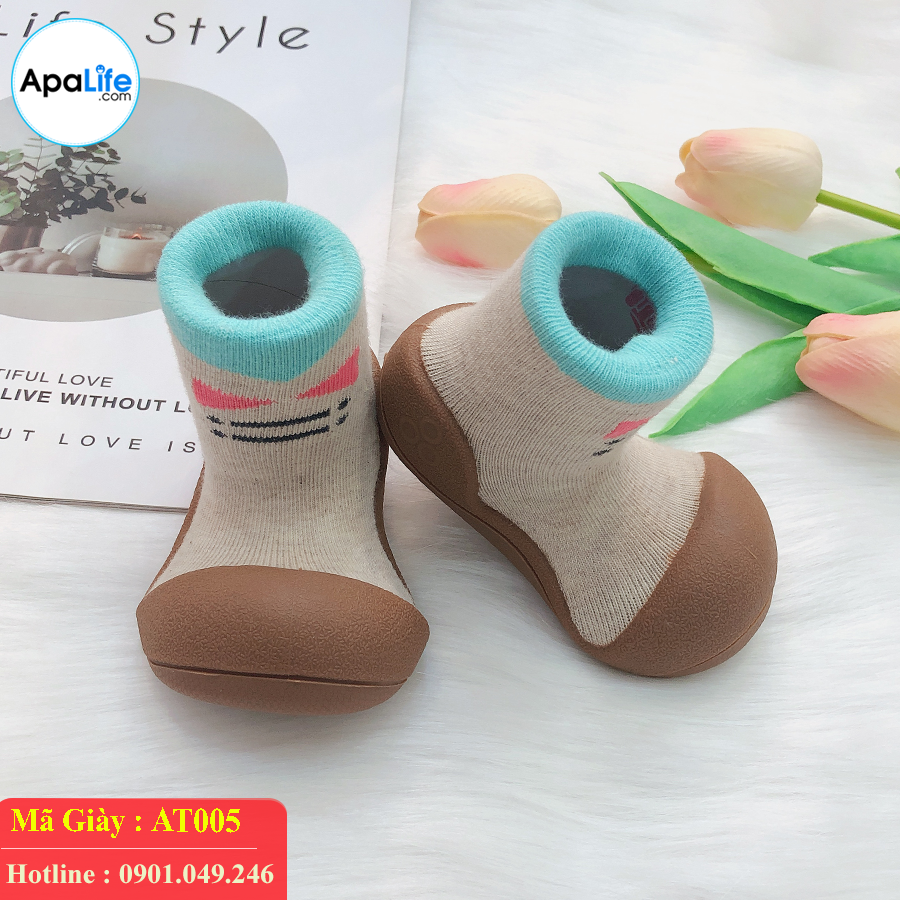 Giày tập đi Attipas  Tie - Brown AT005