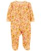 Sleepsuit cotton vàng phủ hoạ tiết hoa khoá kéo 2 đầu 1N666110 Carter's