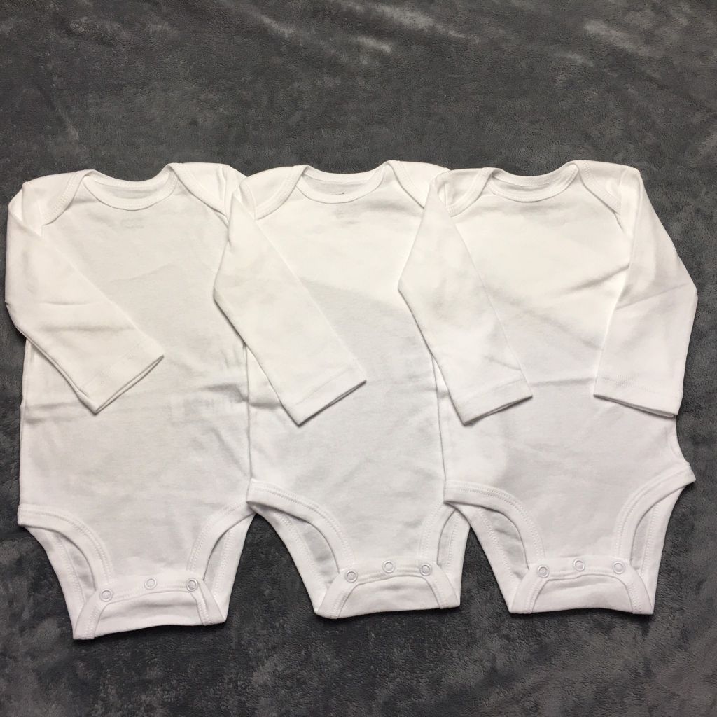 Set 3 bodysuit trắng tay dài
