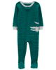 Sleepsuit cotton kẻ xanh hình cá sấu 1M679310 Carter's