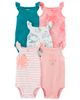 Set 5 bodysuit sát nách bạch tuộc hồng 5 màu 1N043310 Carter's