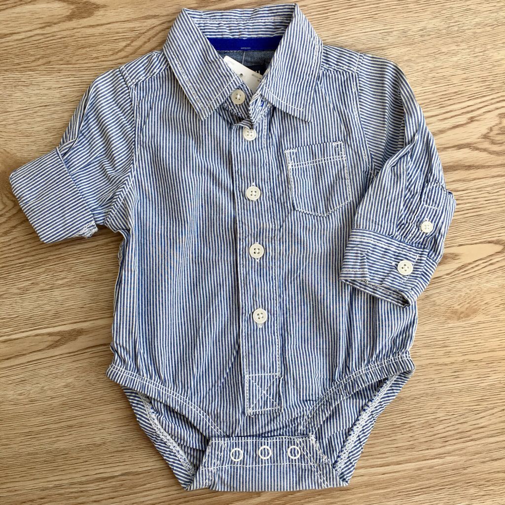 Bodysuit sơ mi tay dài sọc