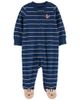 Sleepsuit cotton xanh chân gấu khoá kéo 2 đầu 1O551110 Carter's