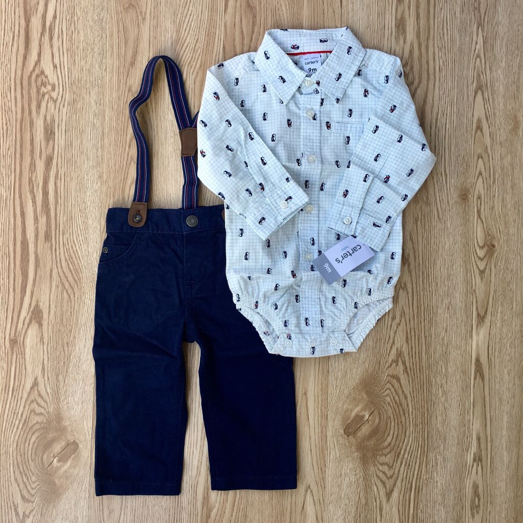 Set 3 bodysuit sơ mi kèm quần