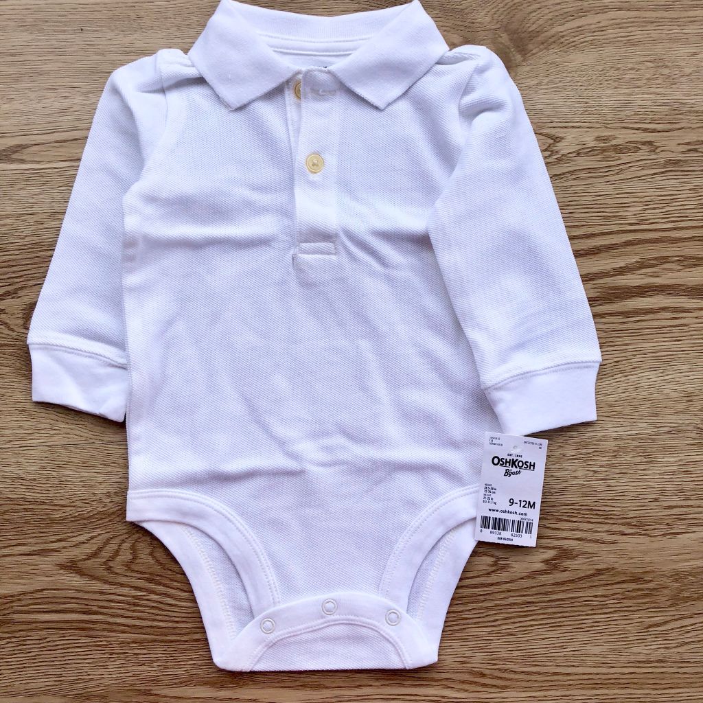 Bodysuit kiểu polo trắng tay dài