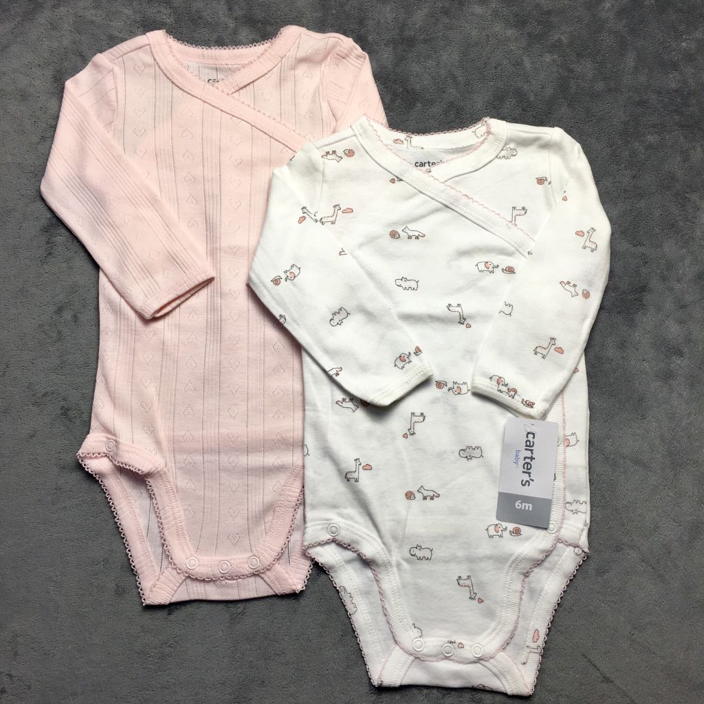 Set 2 bodysuit tay dài cài chéo