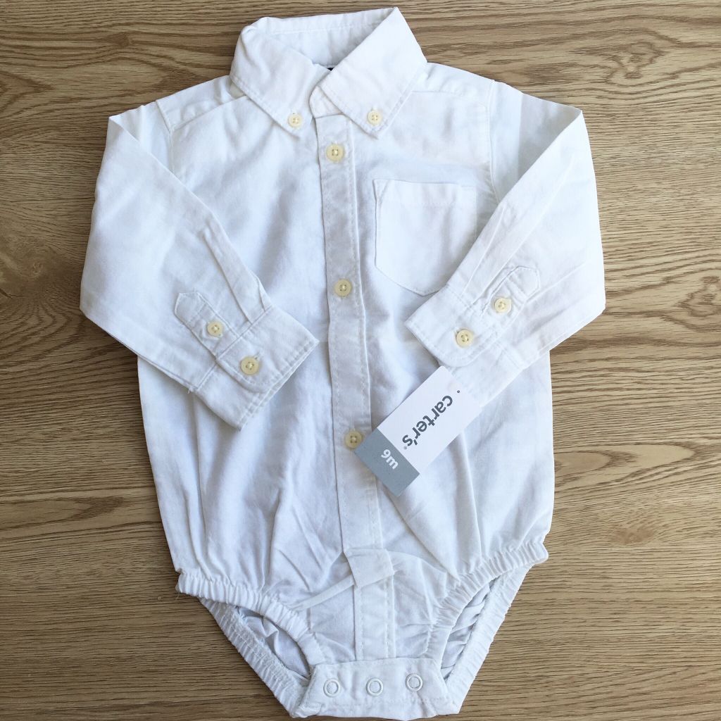 Bodysuit sơ mi tay dài trắng