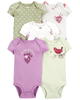 Set 5 bodysuit tay ngắn hoạ tiết hoa và chim 1P566110 Carter's