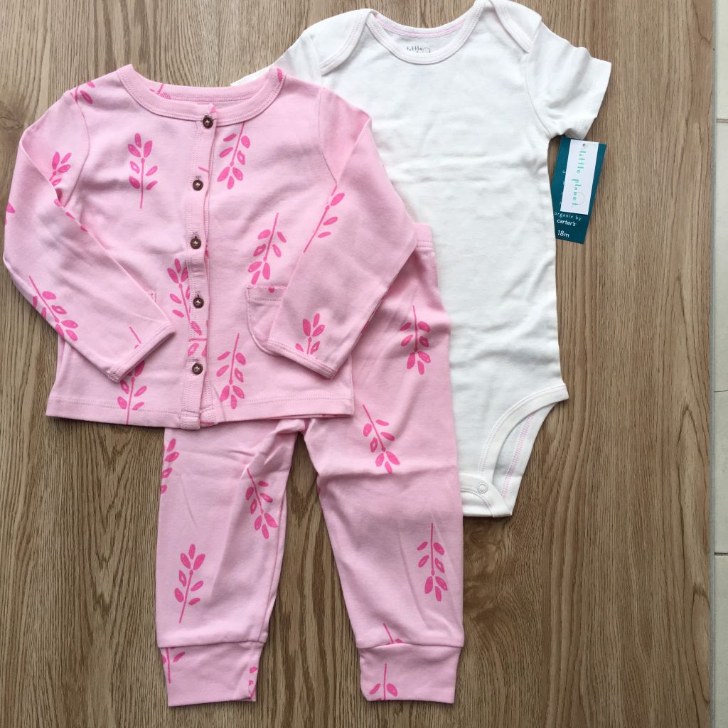 Set 3 món áo khoác kèm quần cotton organic