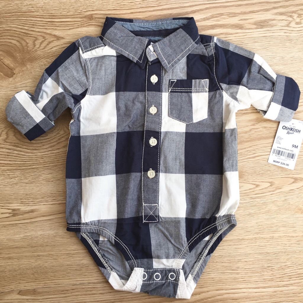 Bodysuit sơ mi tay dài carô