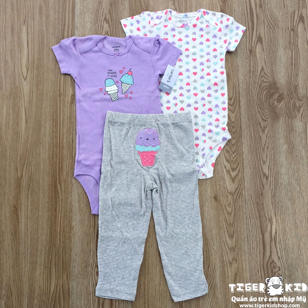 Set 3 bodysuit kèm quần