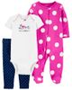 Set 3 món sleepsuit bodysuit kèm quần cotton hồng chấm bi 1L761110 Carter's