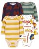 Set 4 bodysuit tay dài họa tiết kẻ 1O013710 Carter's