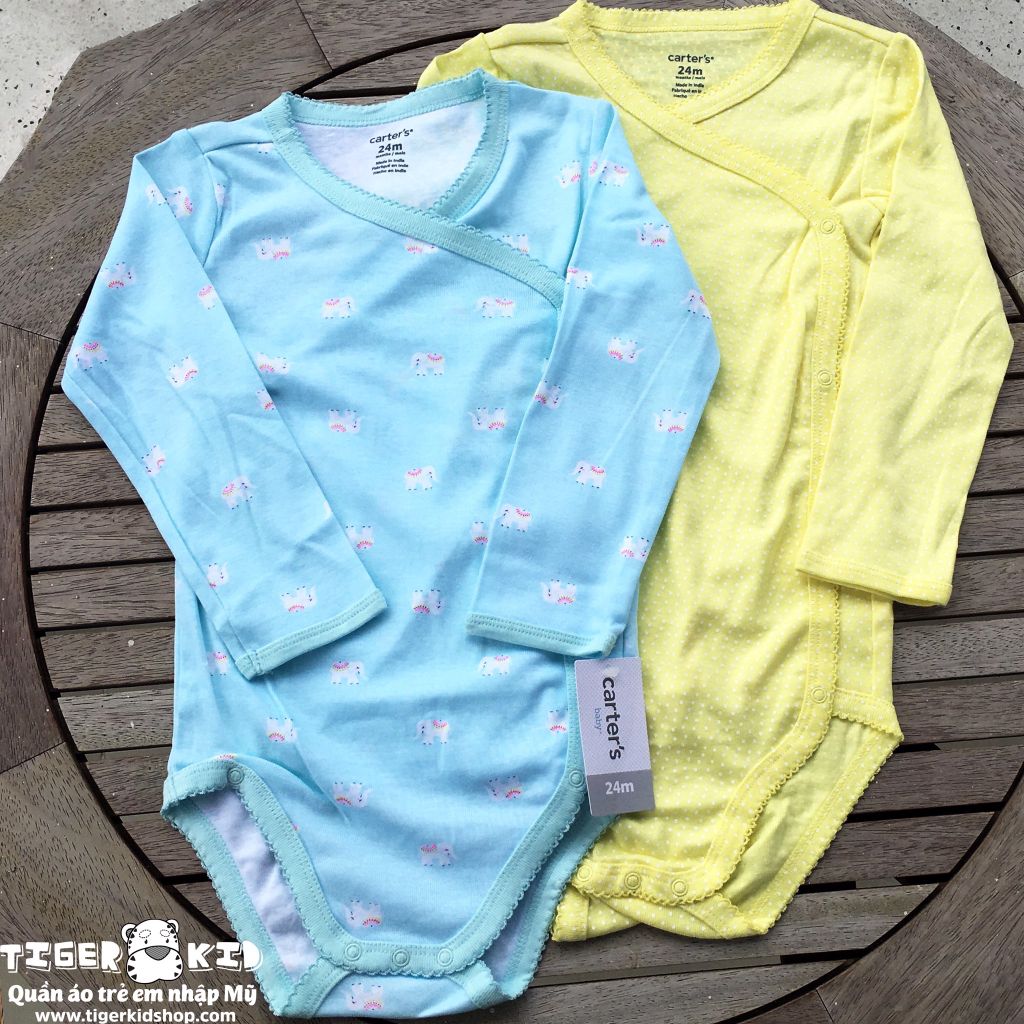 Set 2 bodysuit tay dài cài chéo