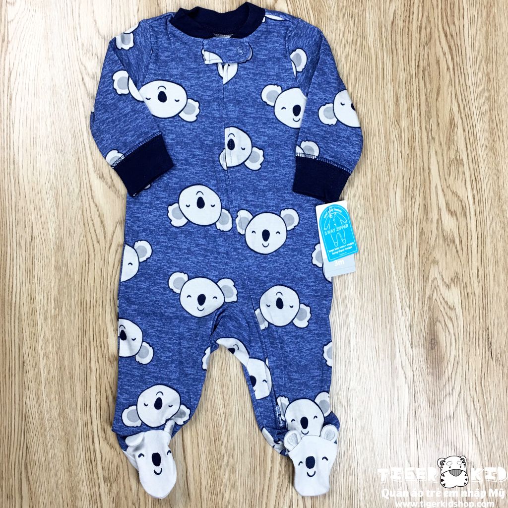Sleepsuit cotton khoá kéo 2 đầu