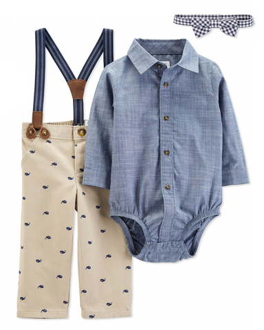 Set 3 bodysuit sơ mi kèm quần
