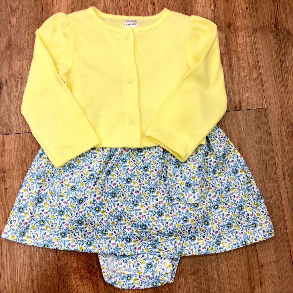Set 2 món bodysuit đầm kèm áo khoác