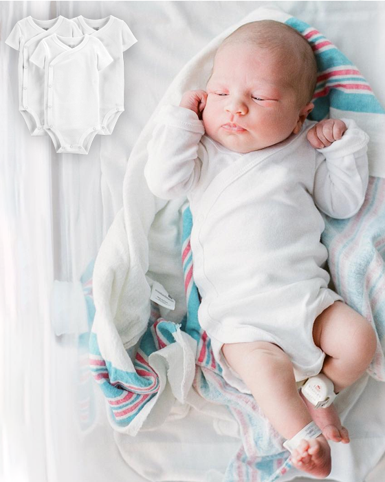 Set 3 bodysuit trắng cài chéo