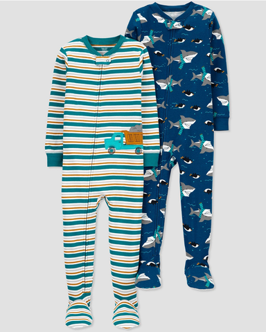 Set 2 bộ sleepsuit cotton liền quần