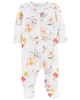 Sleepsuit cotton trắng hoạ tiết hoa khoá kéo 2 đầu 1N671410 Carter's