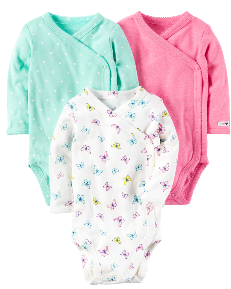 Set 3 bodysuit tay dài cài chéo 126g790 Carter's