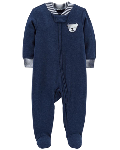 Sleepsuit cotton heathered khóa kéo