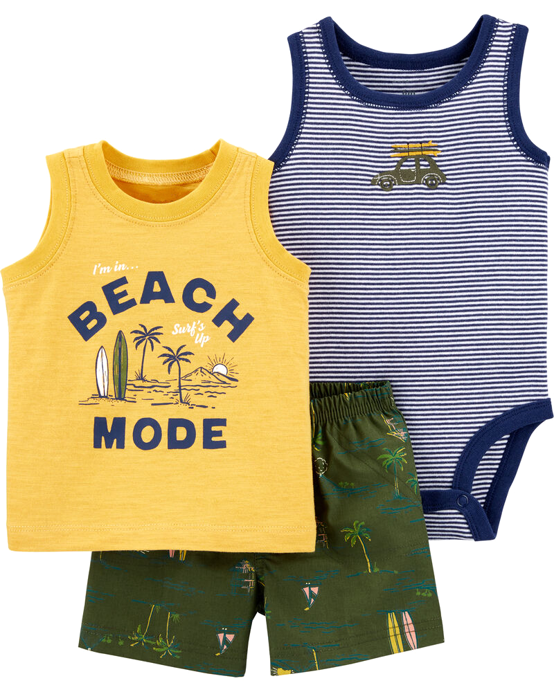 Set 3 món bodysuit kèm quần short 1I471510 Carter's