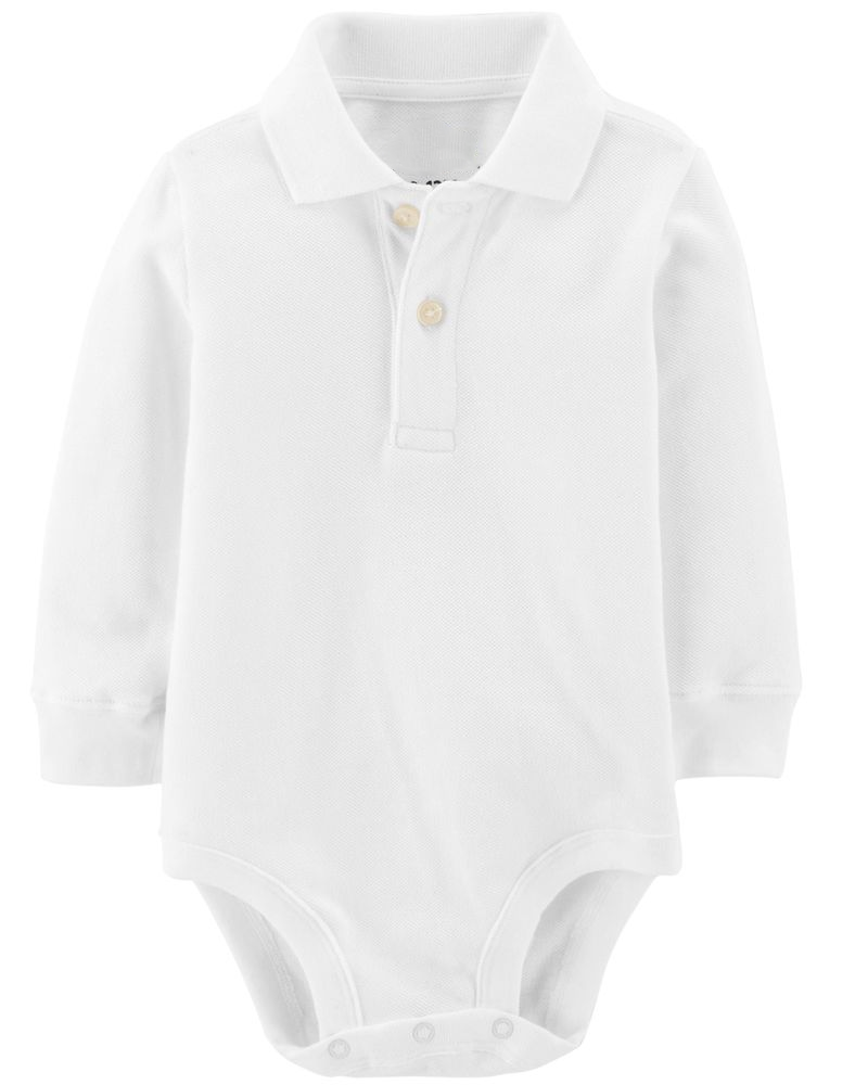 Bodysuit kiểu polo trắng tay dài 14541410 Oshkosh