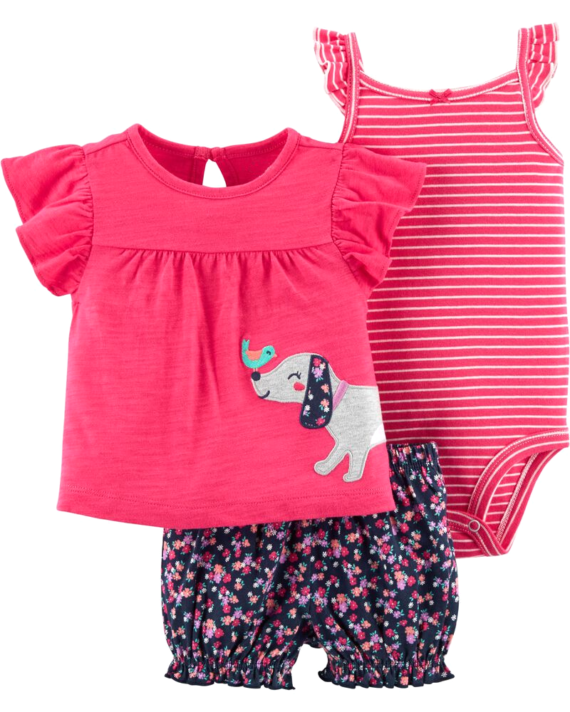 Set 3 món bodysuit kèm quần short 15959410 Carter's