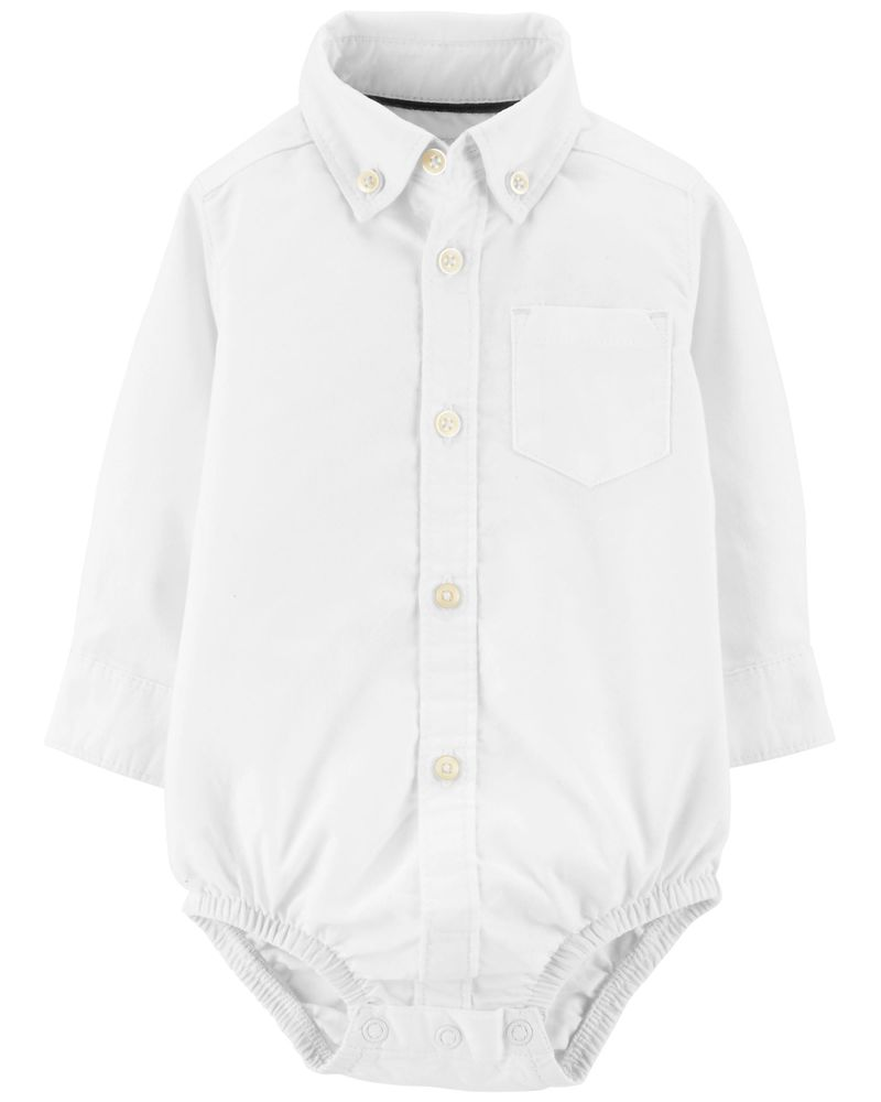 Bodysuit sơ mi tay dài trắng 225H792 Carter's