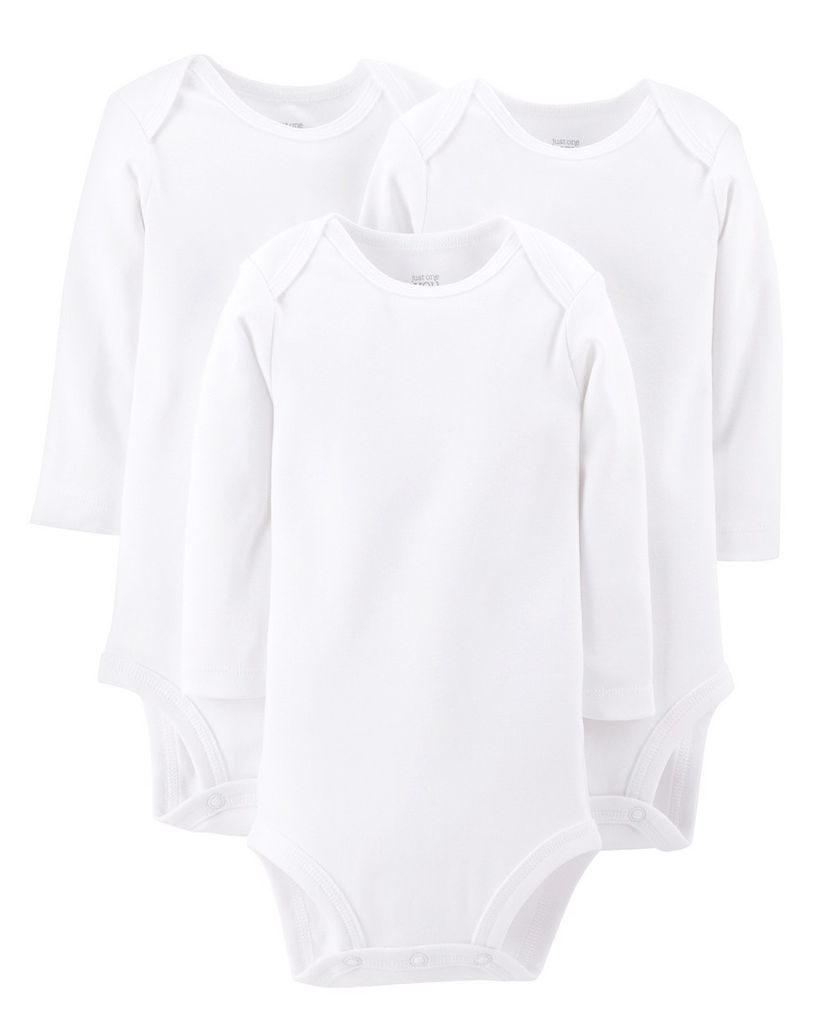 Set 3 bodysuit trắng tay dài bodysuit-trang Carter's