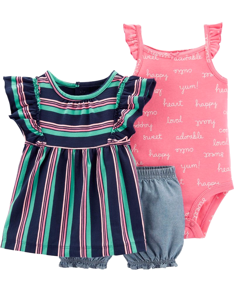 Set 3 món bodysuit kèm quần short 16505410 Carter's
