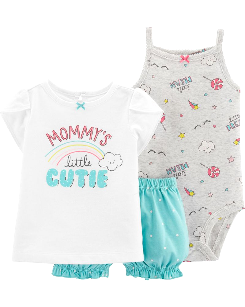 Set 3 món bodysuit kèm quần short 16505210 Carter's