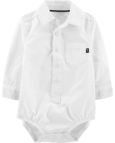 Bodysuit sơ mi tay dài trắng