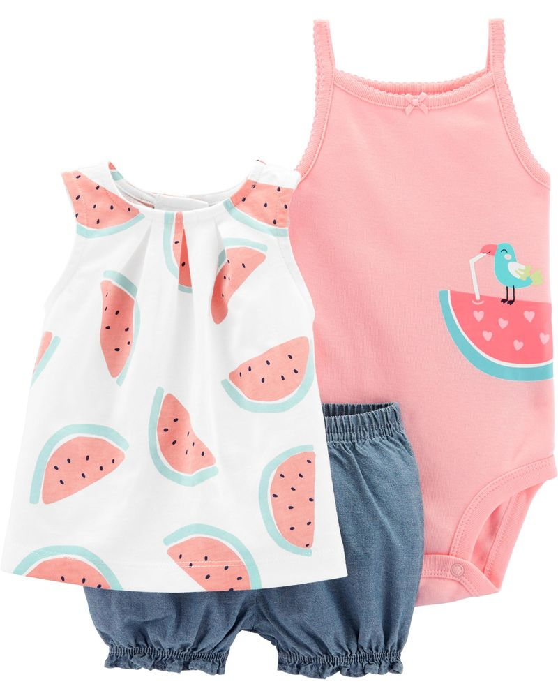 Set 3 món bodysuit kèm quần short 16504410 Carter's