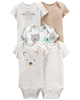 Set 5 bodysuit tay ngắn hình gấu phối nâu 1L773710 Carter's