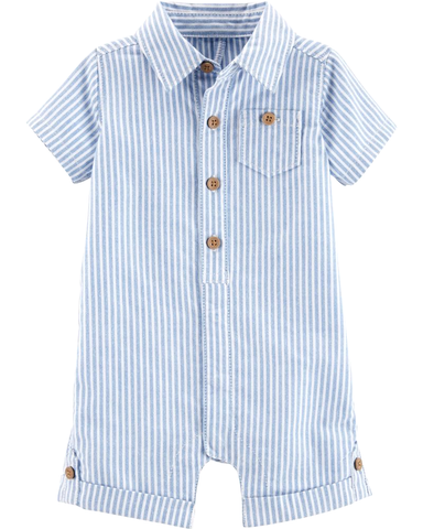 Romper áo liền quần sơ mi cotton organic