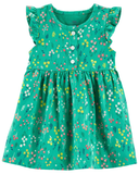Đầm bé gái cotton xanh hoạ tiết hoa nhí kèm quần chíp thumbnail_1
